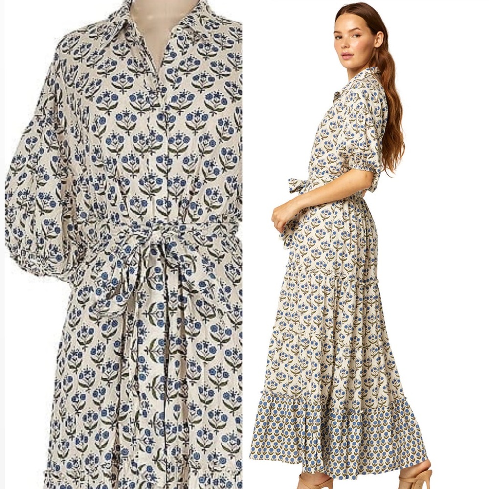 MISA Los Angeles Daniela Floral Puff Sleeve Shirt Dress size L